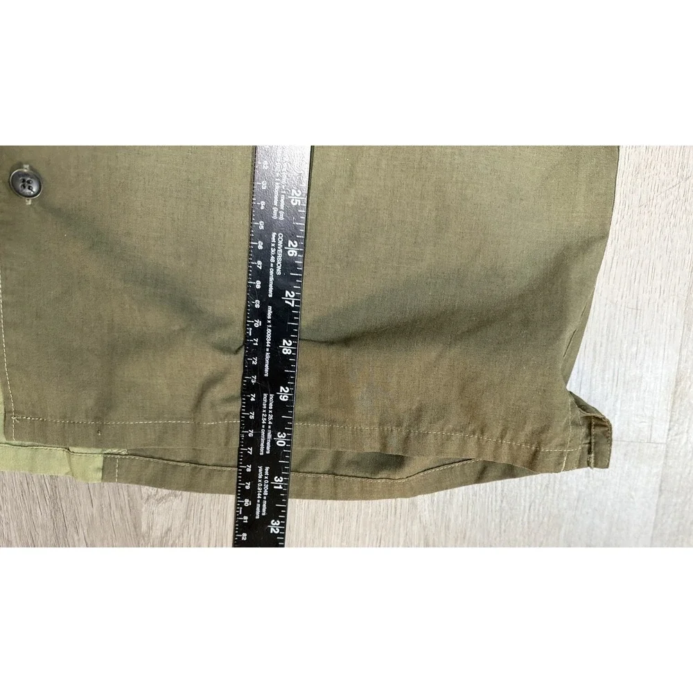 Levis Button Up Shirt Men's XL Green Colorblock Chambray Short Sleeve Casual